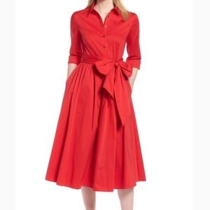1901 Red t-shirt button down dress